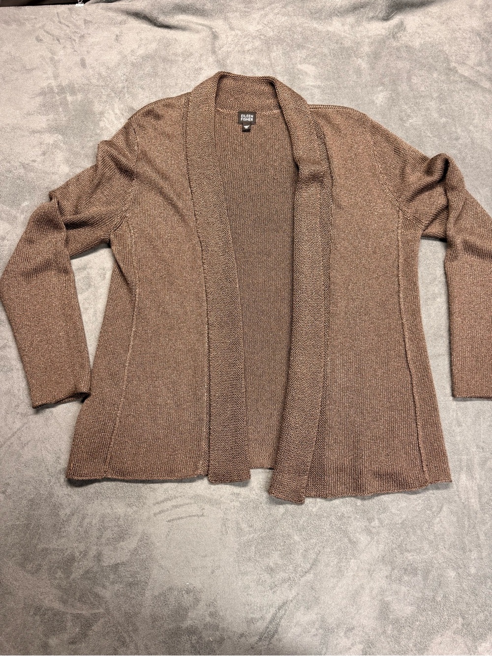 Eileen Fisher Open-Front Chestnut Cardigan Sweater - silk blend